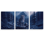 LIMITED AURORA EDITION "Throne of Ice" – Schneeleopard (Snow Leopard) Triptych • Canvas 3:4