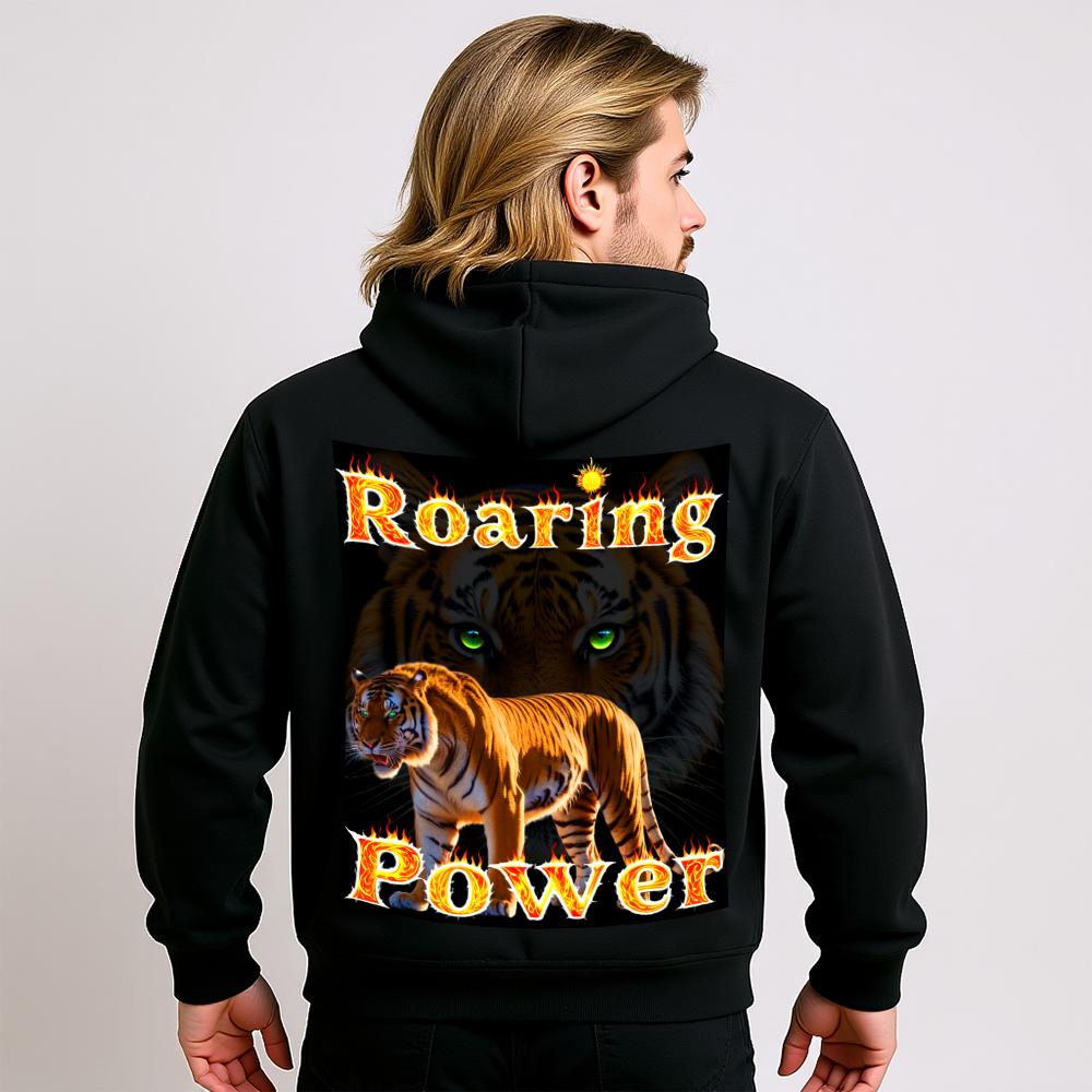 Tiger Hoodie „Roaring Power“ – HigherBlanks Unisex Kapuzenpullover