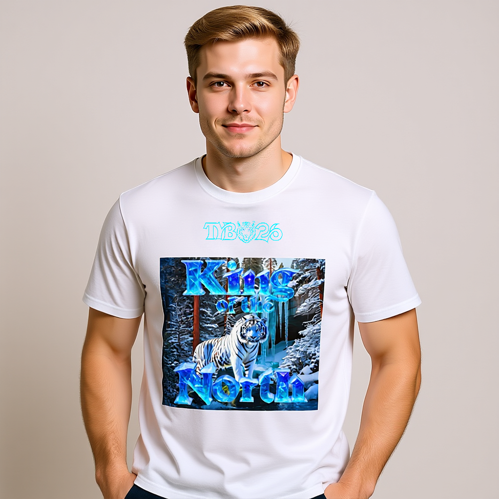 White Tiger T-Shirt „King of the North" Classic – Unisex Frontdruck Design