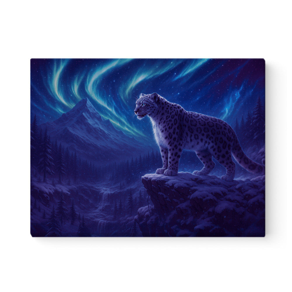 LIMITED AURORA EDITION "Silent Majesty – Snow Leopard under the Aurora Skies" - Canvas 3:4