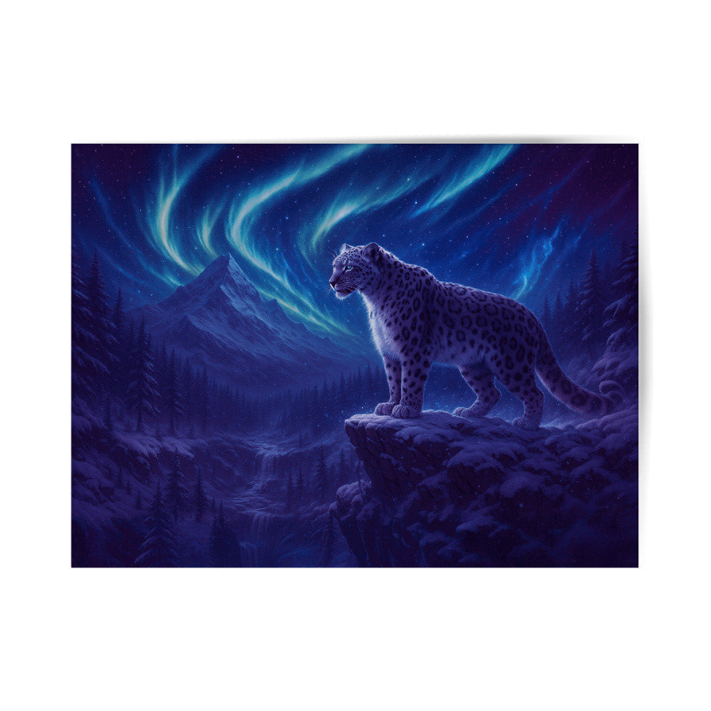 LIMITED AURORA EDITION "Silent Majesty – Snow Leopard under the Aurora Skies" - Poster 3:4