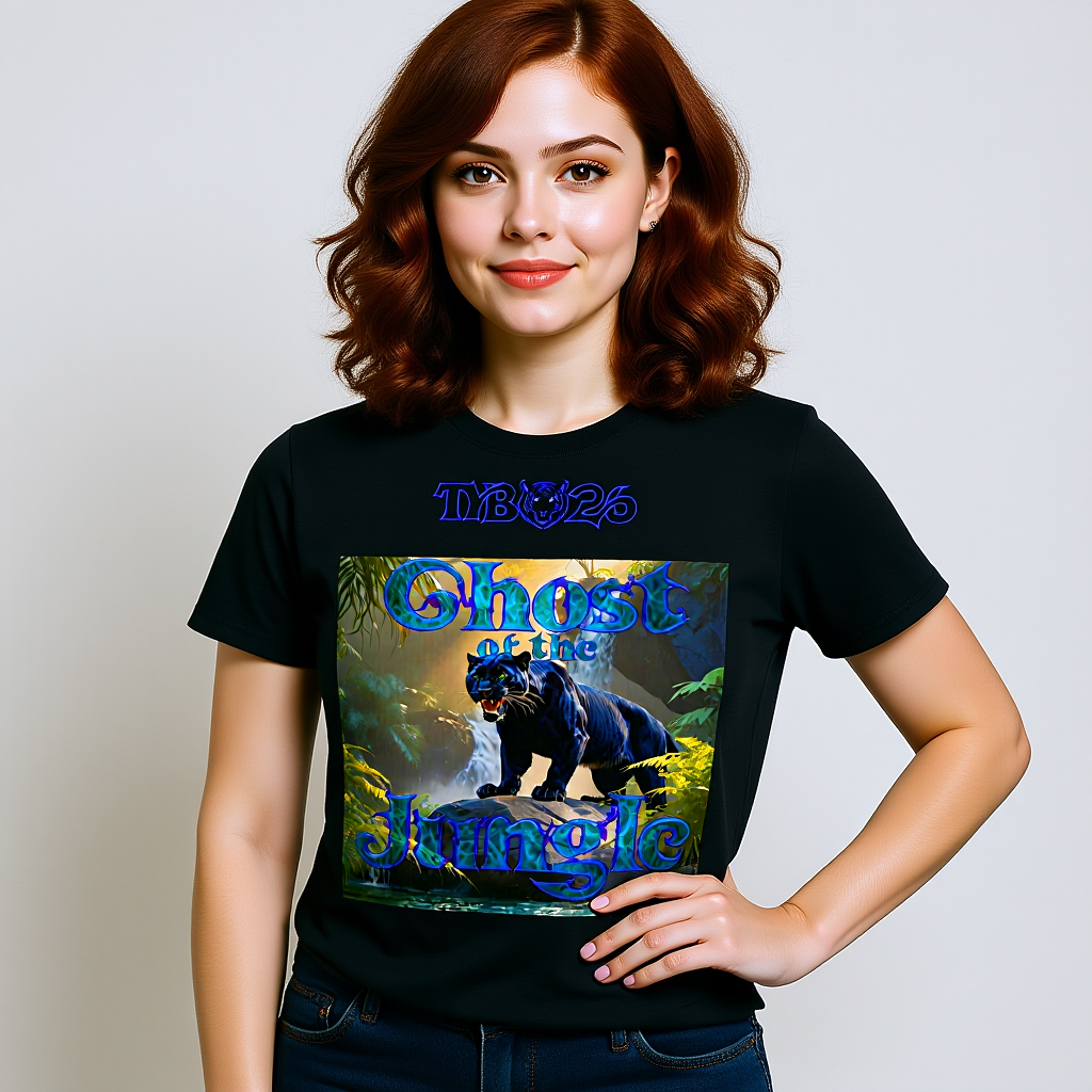 Panther T-Shirt „Ghost of the Jungle" Classic – Blue – Unisex Frontdruck Design