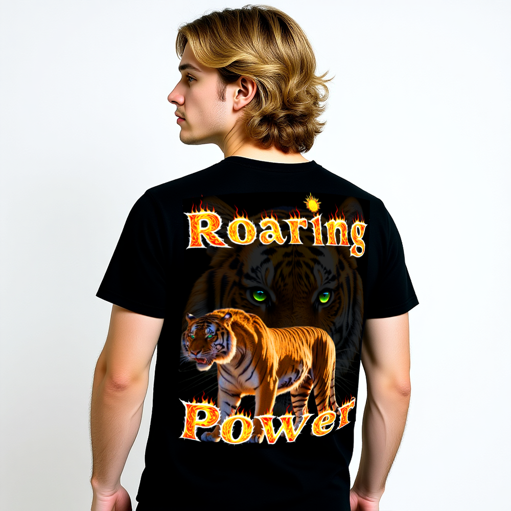Tiger T-Shirt „Roaring Power“ – Unisex Double Print Design