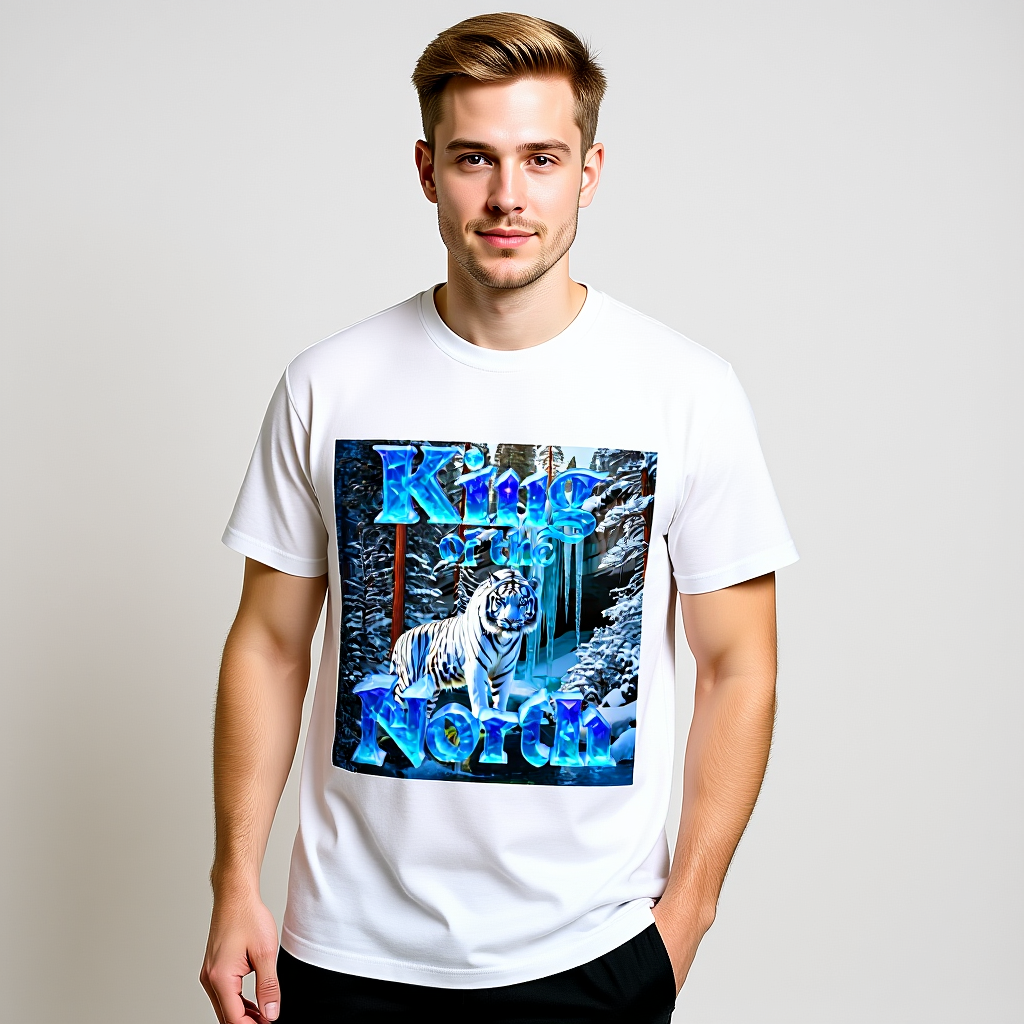 White Tiger T-Shirt „King of the North“ –Double Print Oversized Unisex Shirt