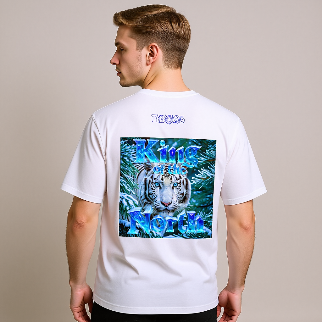 White Tiger T-Shirt „King of the North“ –Double Print Oversized Unisex Shirt
